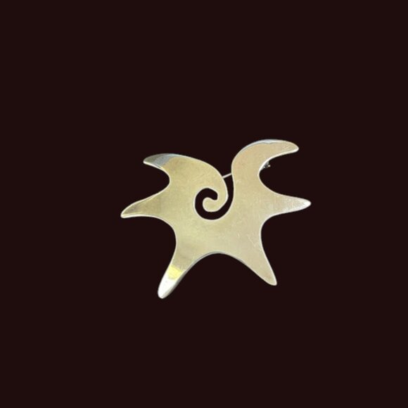 Vintage Mexican Modernist Sterling 925 Sun Star Broach Pin Signed - Picture 9 of 11